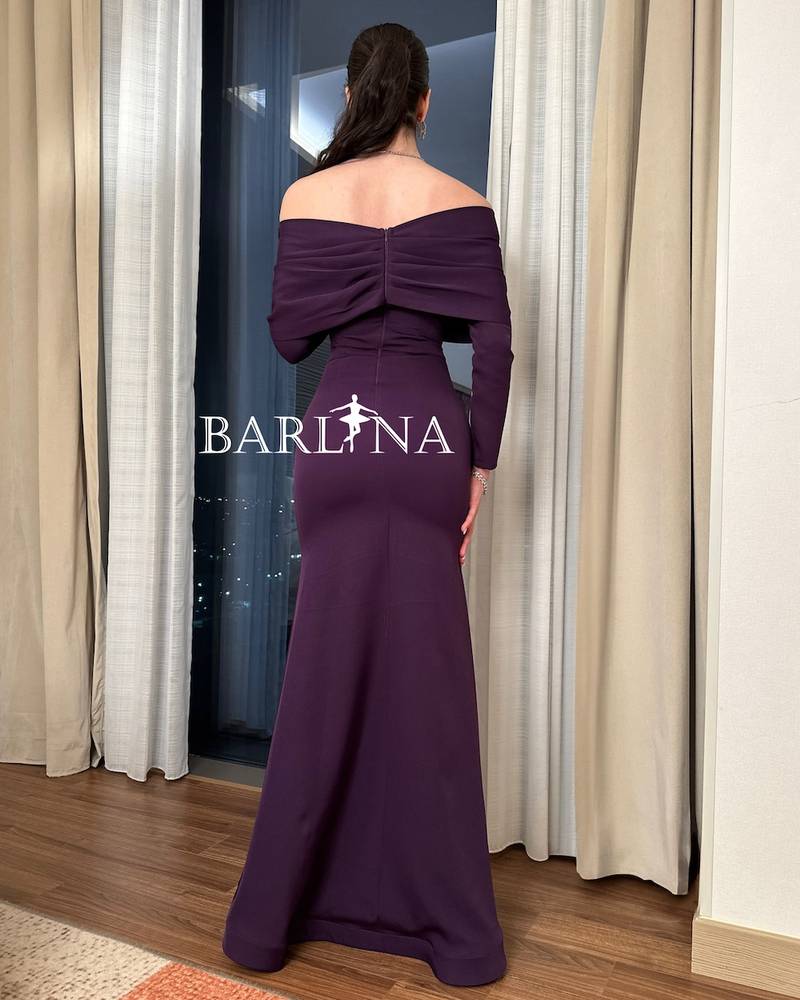 Dark lilac bodycon dress with long sleeves