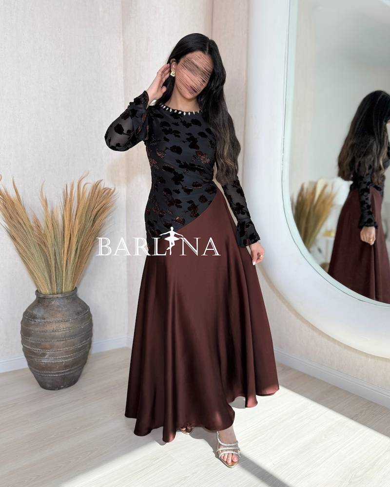 Black and brown asymmetrical dress