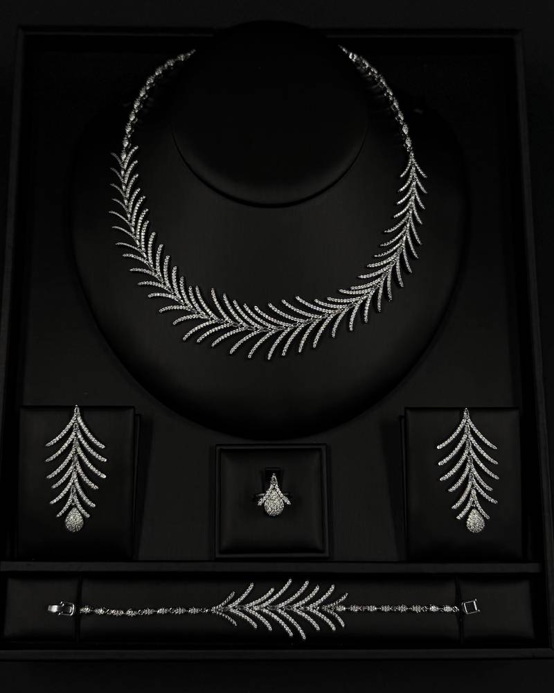 A luxurious silver accessory set