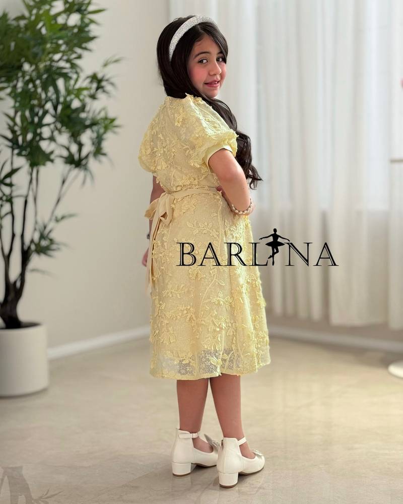 Girls' dress embroidered with floral patterns
