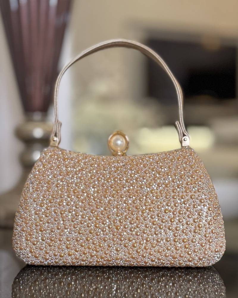 Pearl-embellished evening bag