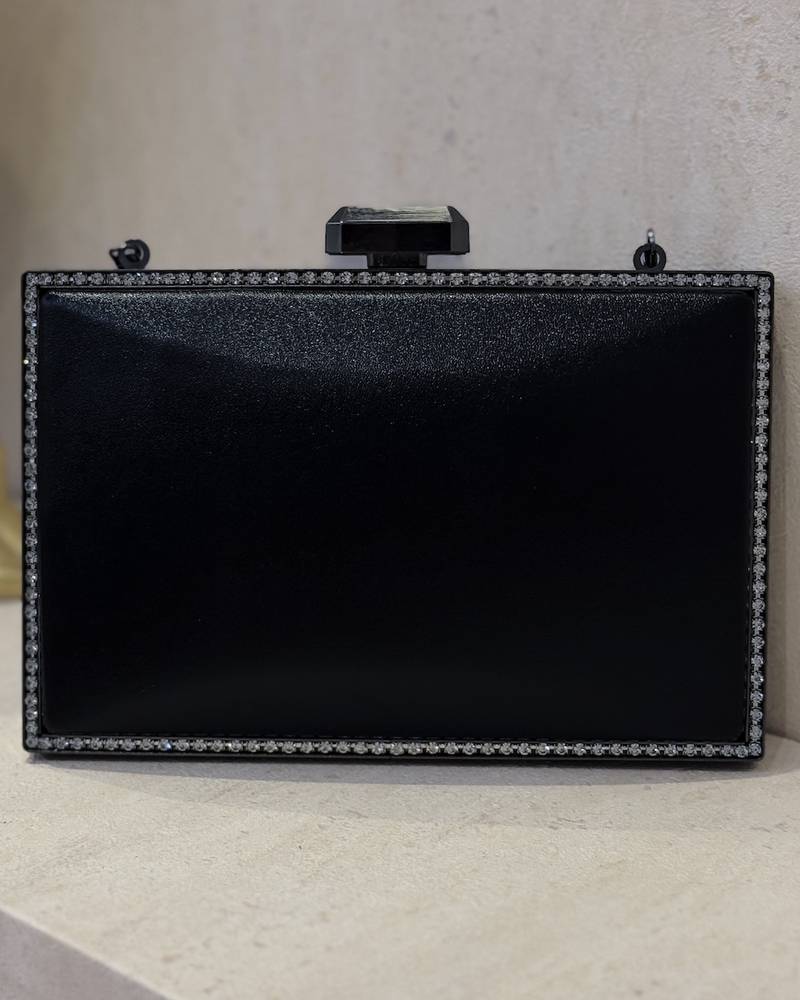 Evening Bag with a Square Crystal-Embellished Frame
