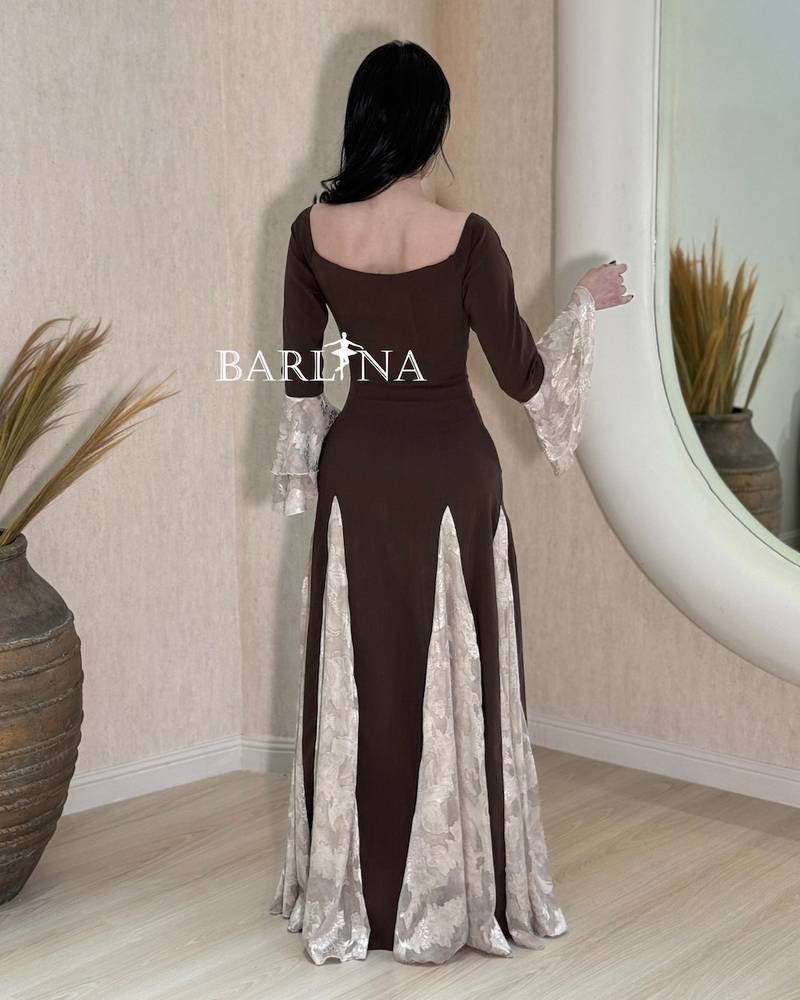 brown dress with elegant lace details