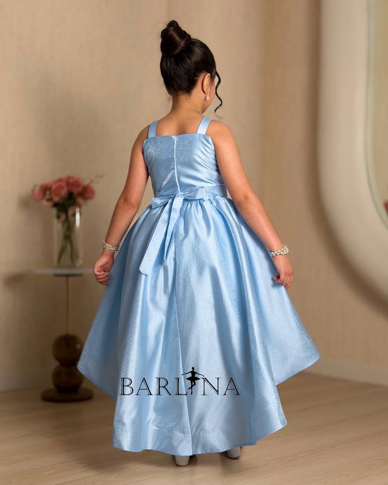 Girls' light blue puffy sleeveless dress