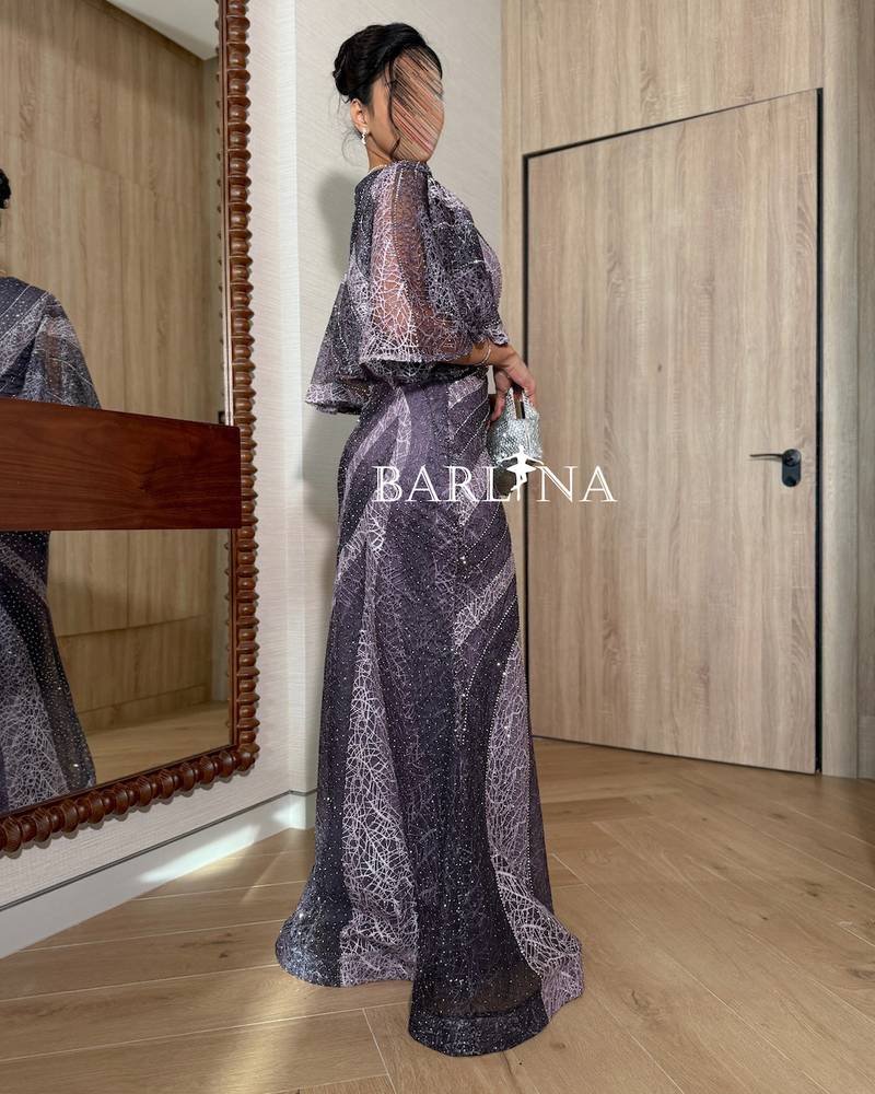 Purple dress with a wrap-around design