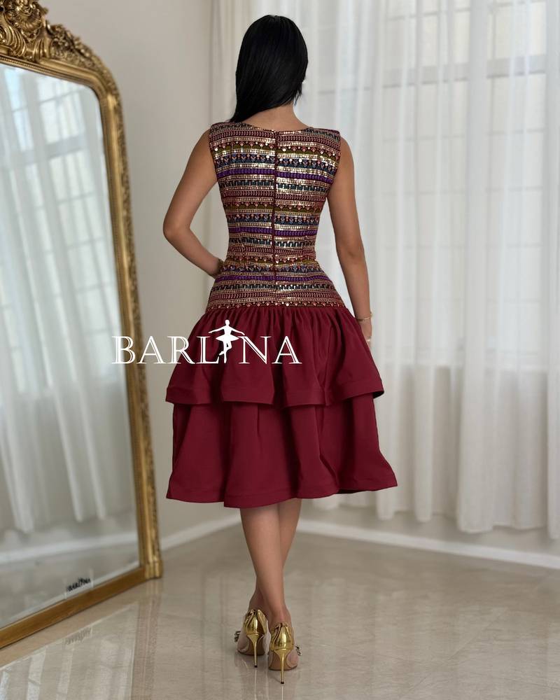 Layered dress with traditional embroidery