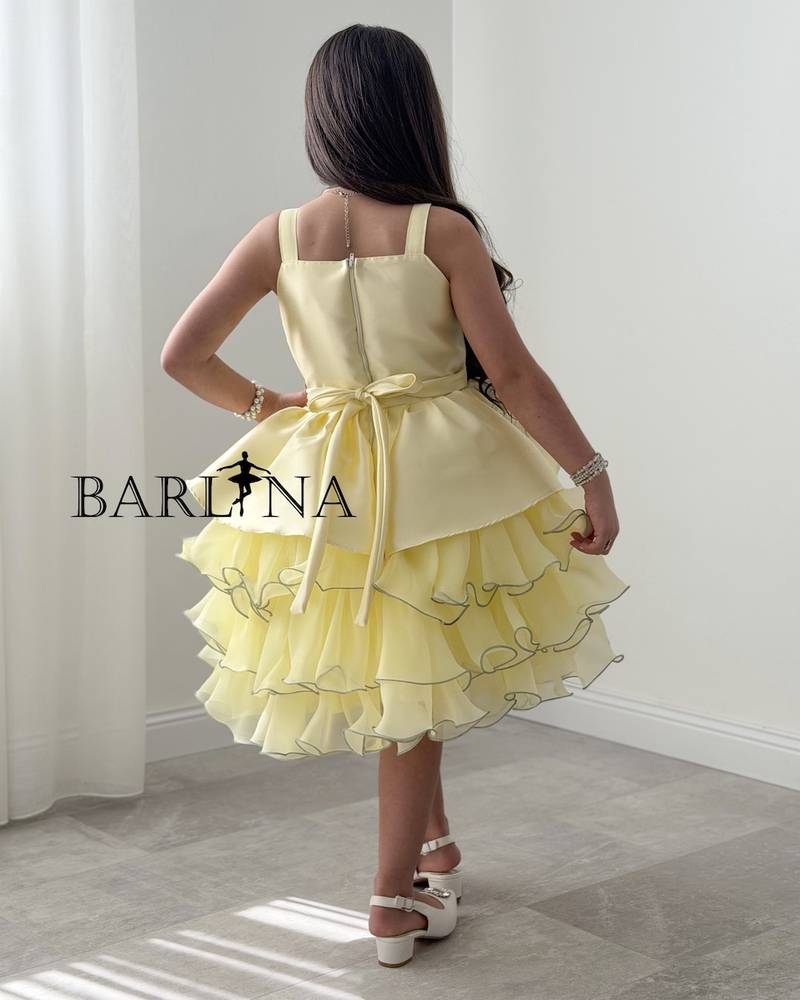 Girls' yellow layered dress