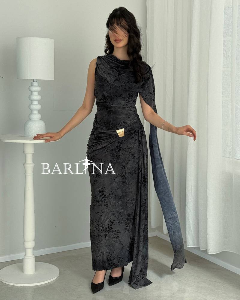 Elegant, soft black dress with side details