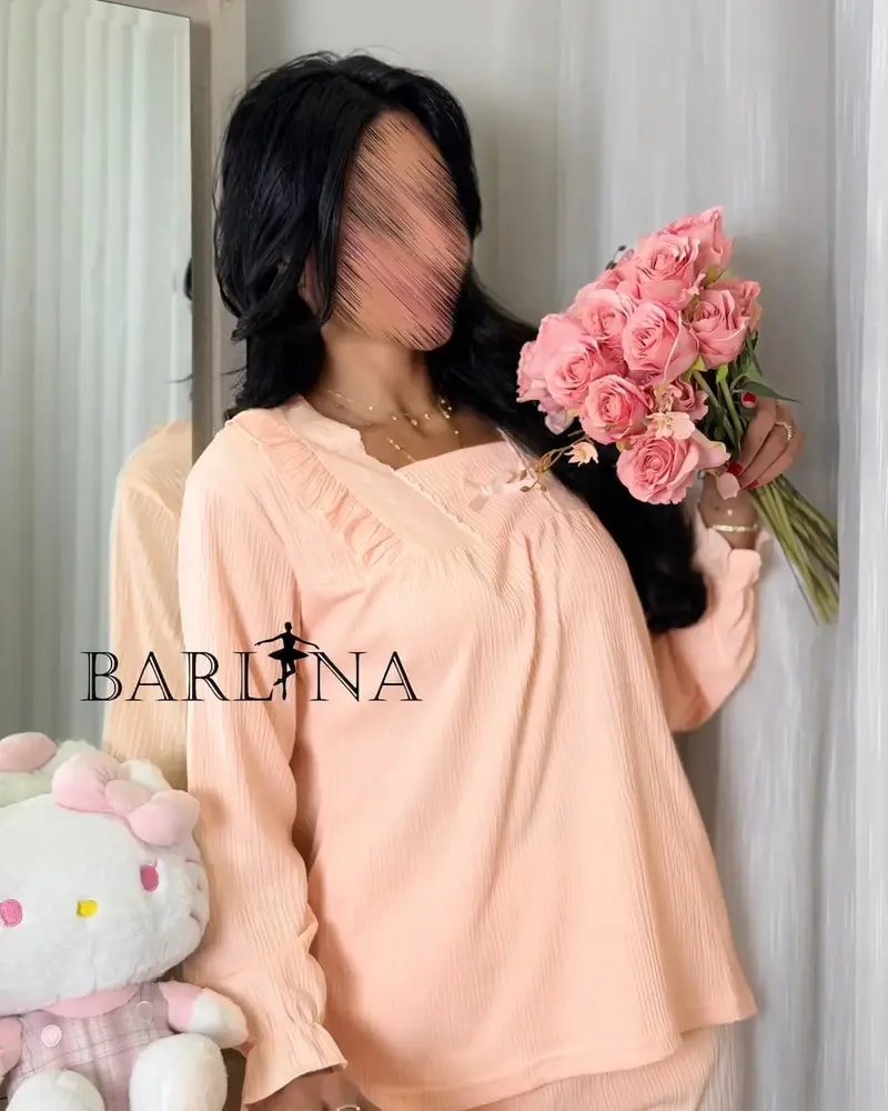 Women's soft pajama set with lace trim
