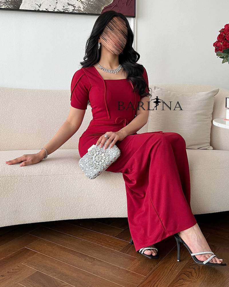 Long red dress with elegant design