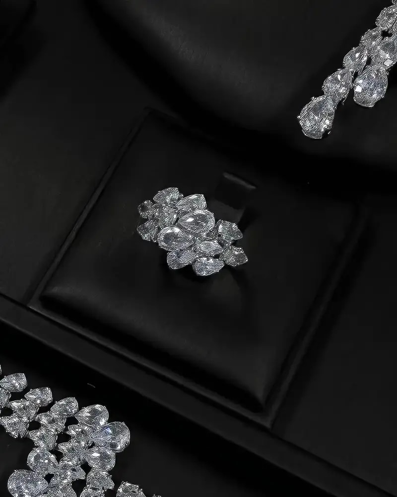 An accessory set adorned with elegant crystals and stones