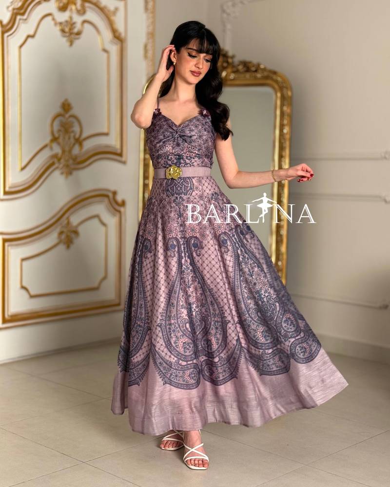 Lilac embellished dress with thin straps