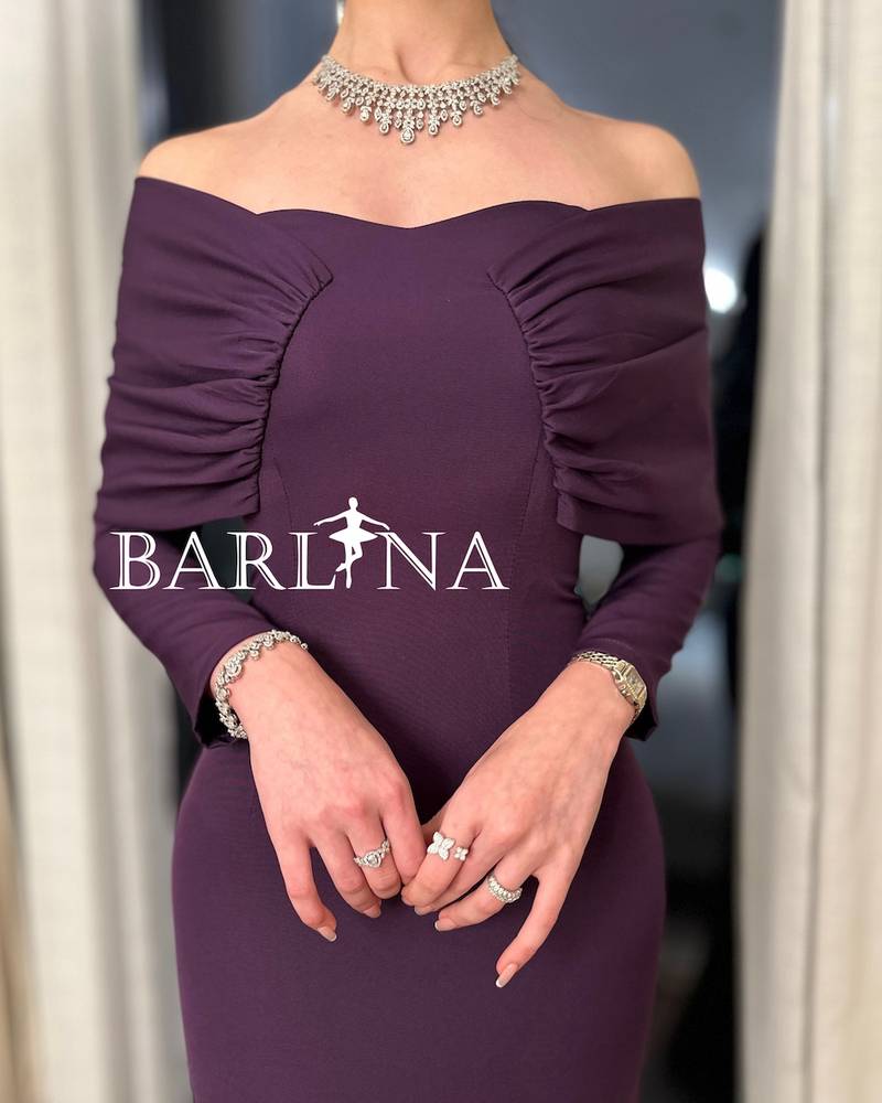 Dark lilac bodycon dress with long sleeves