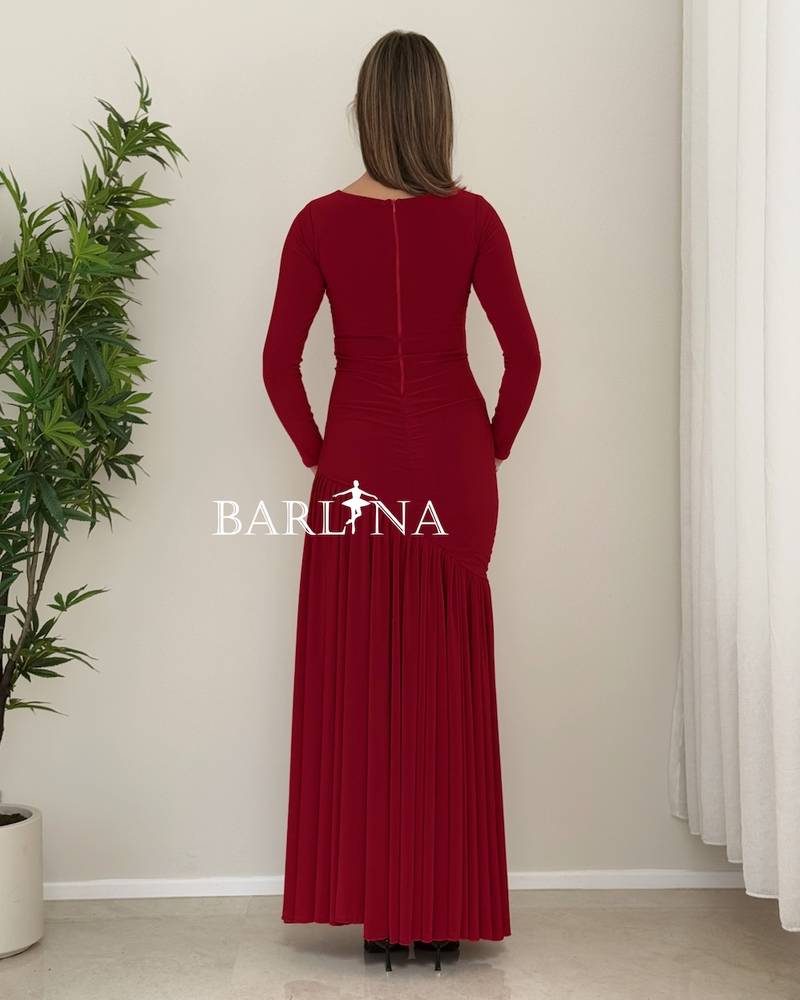 long red dress with wide at the bottom