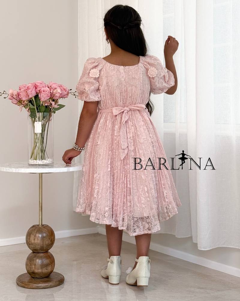 Girls' dress with floral fabric
