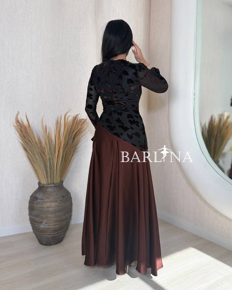 Black and brown asymmetrical dress