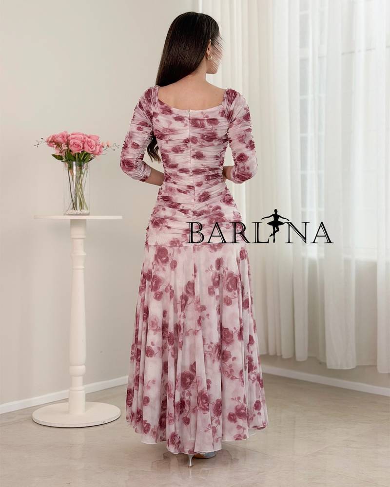 Off-shoulder mermaid dress with floral print