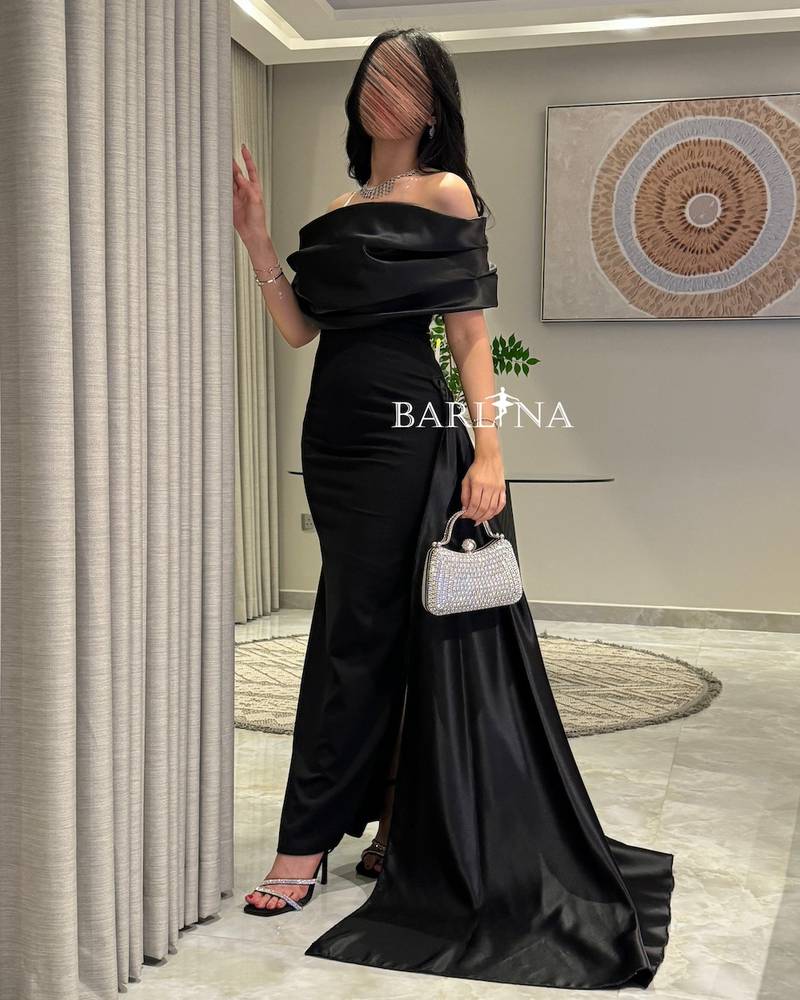 Black Taffeta Off Shoulder Bodycon Dress