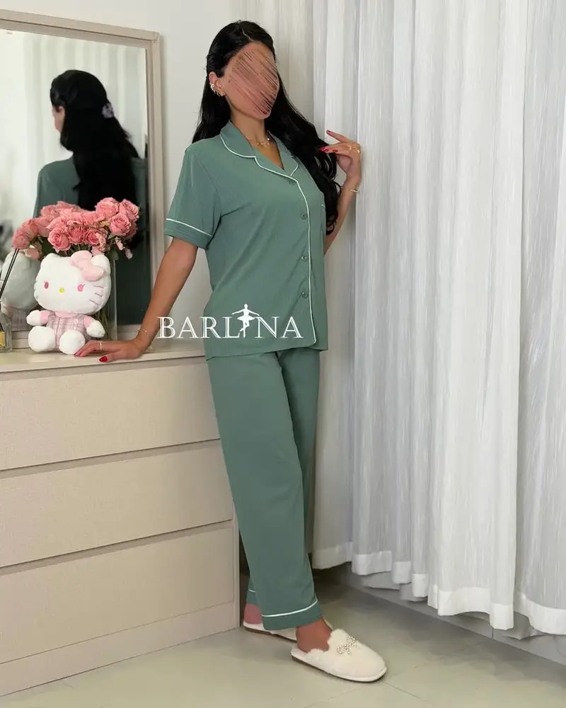 Classic style pajamas with front buttons