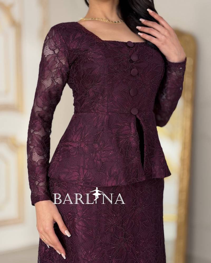Royal dark purple dress with front buttons