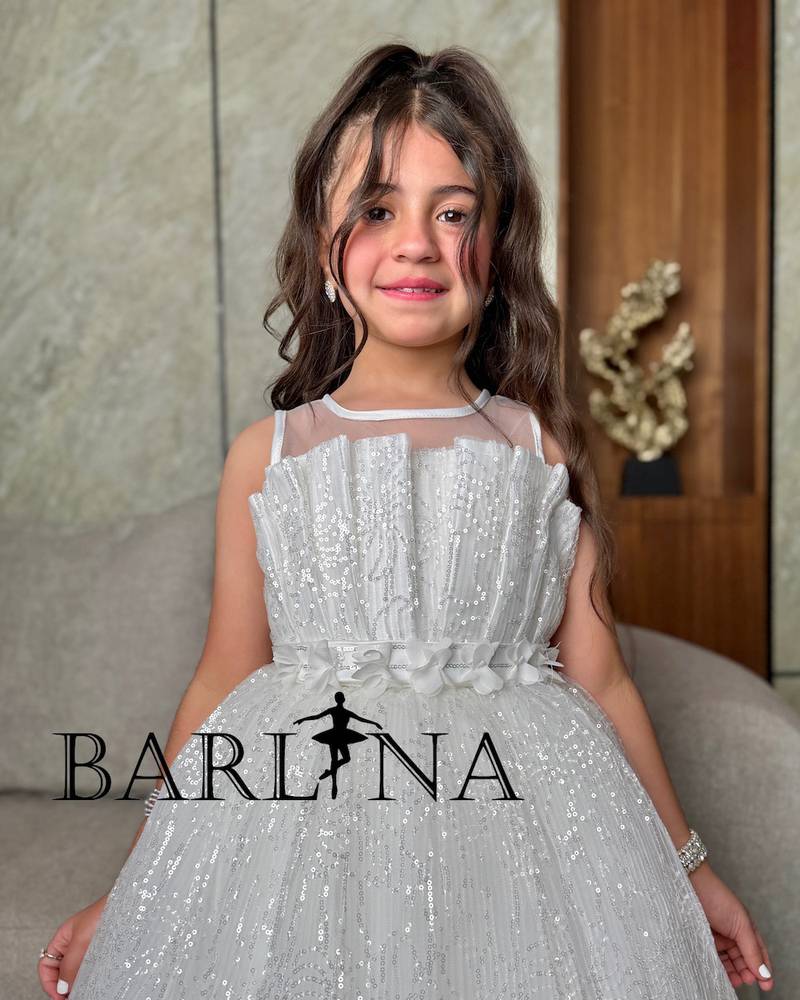 Girls' silver dress with sparkling sequins