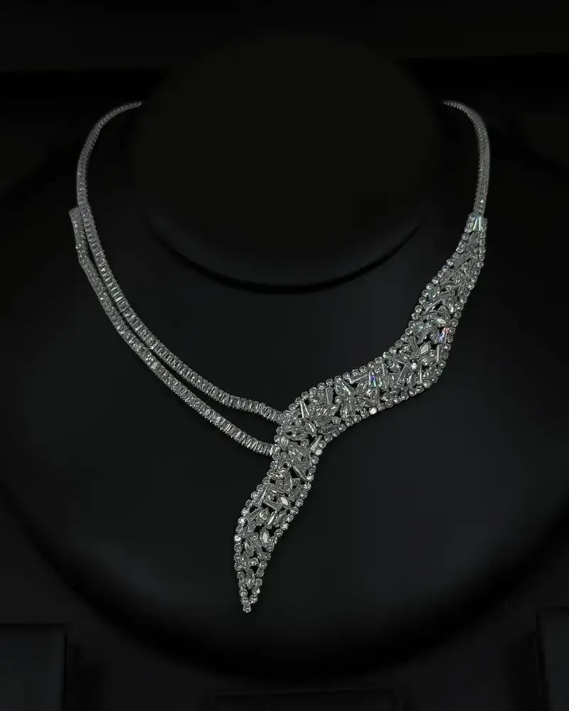 An accessory set with a streamlined asymmetrical design.
