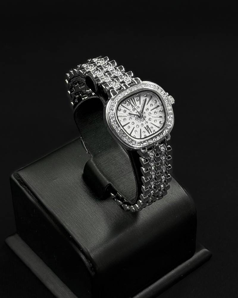 A dazzling women's watch fully studded