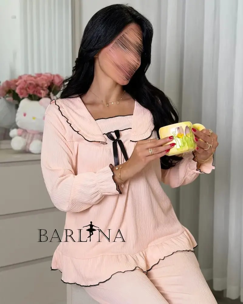 Stylish pajamas with a wide collar and ruffle details