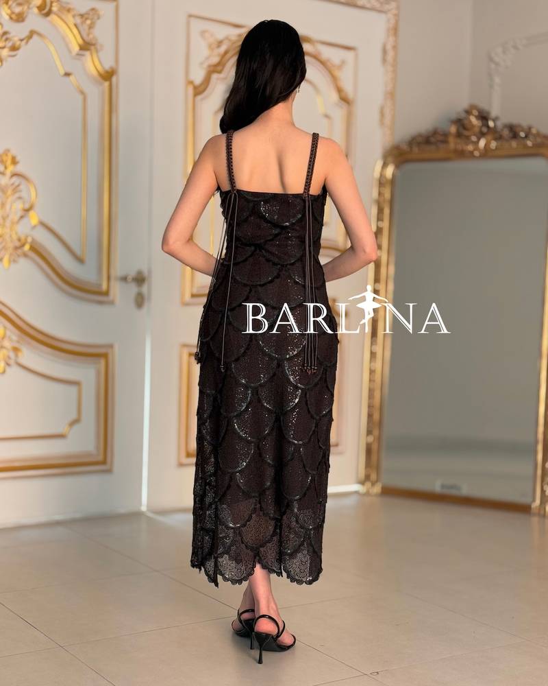 fitted dress with embroidered straps