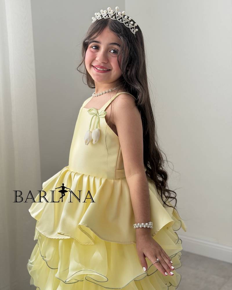 Girls' yellow layered dress