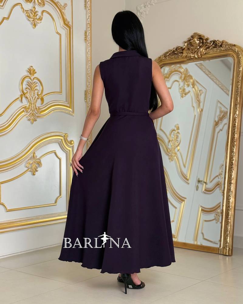 Dark purple dress with an elegant formal collar