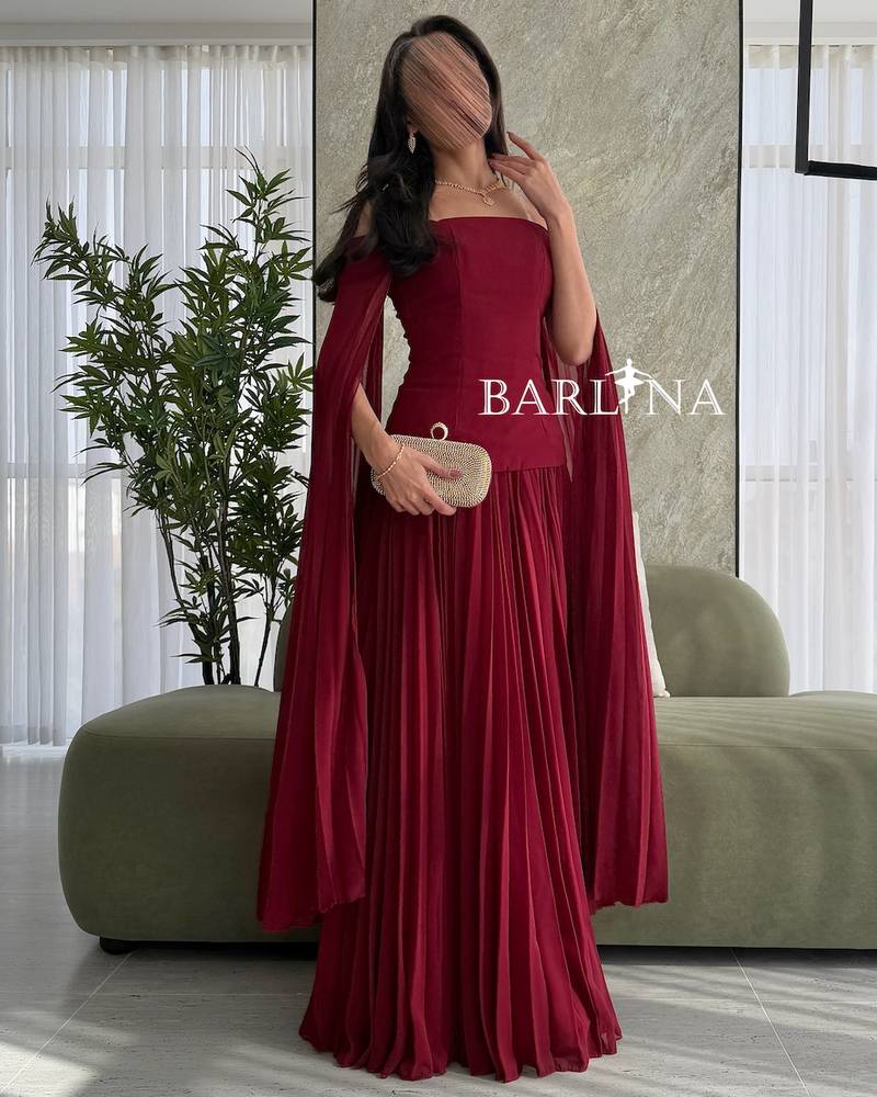 Burgundy flowy dress with pleated sleeves
