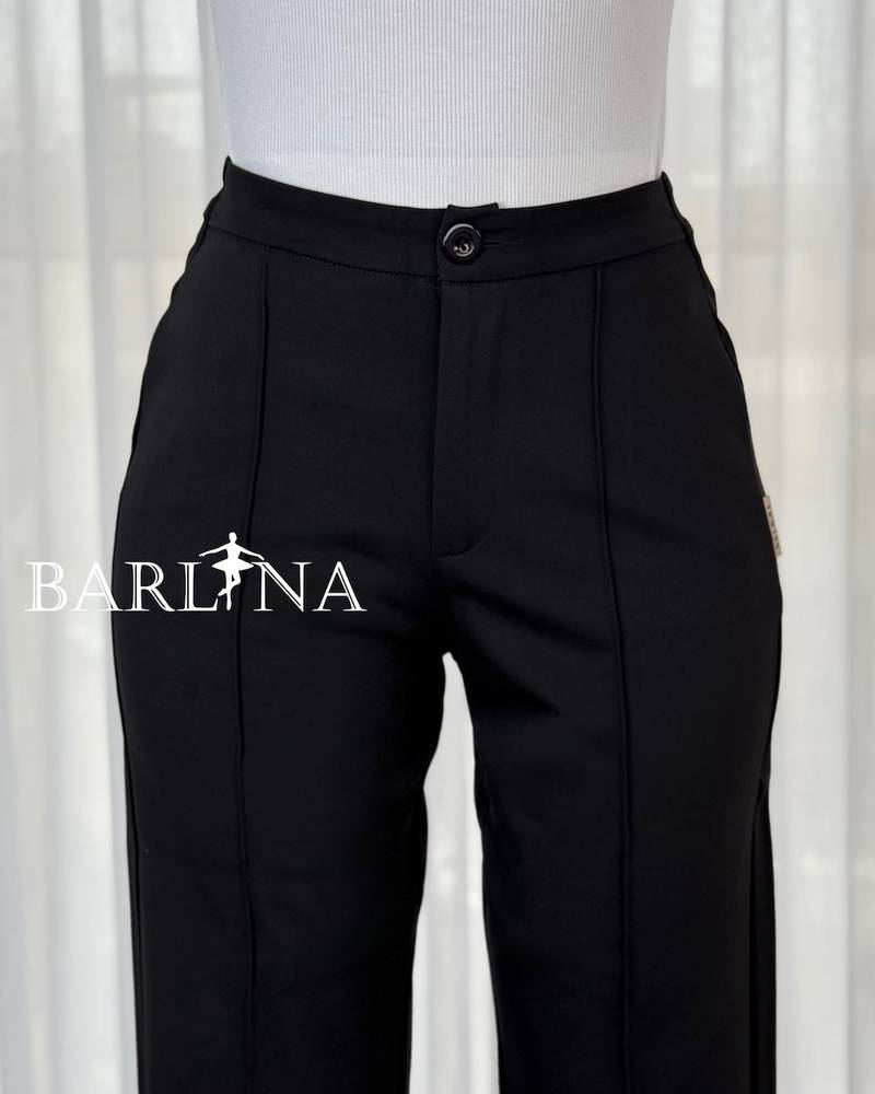 Black straight-leg formal trousers