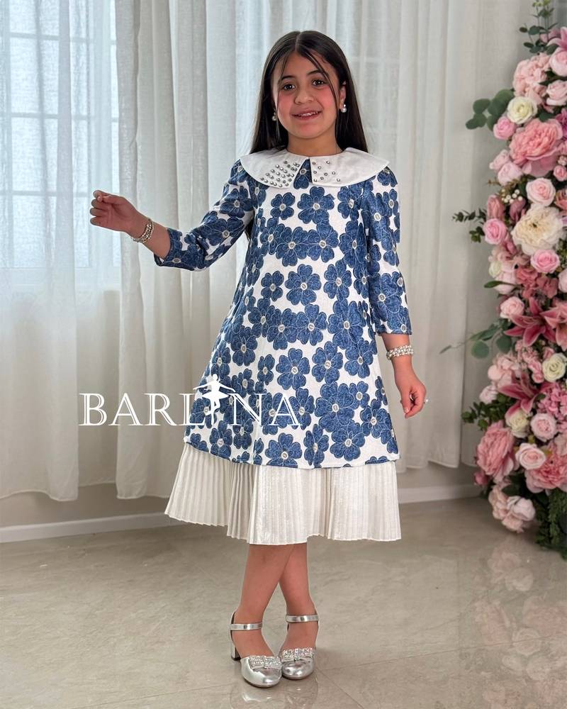 navy blue floral girl's dress