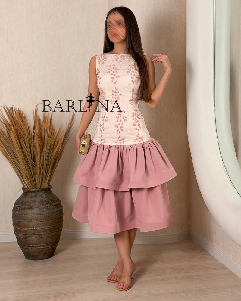 Pink floral dress with layered bottoms