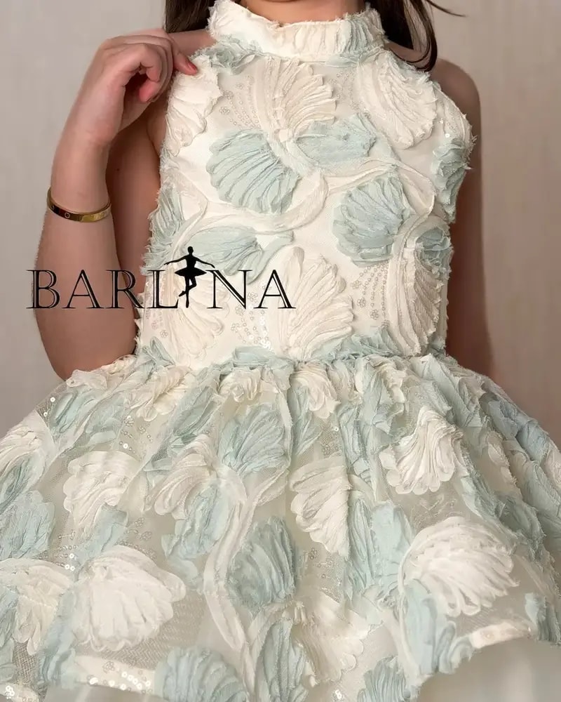Girls’ off-white ruffled puffy dress