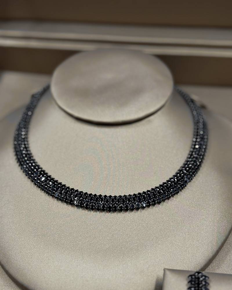 Black accessory set with a matching design