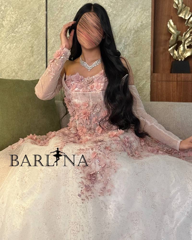 Off-white dress with scattered pink flowers