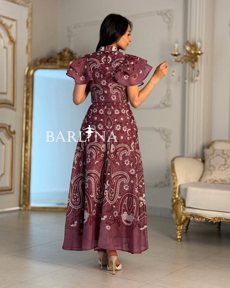 Women's floral set with short ruffled sleeves