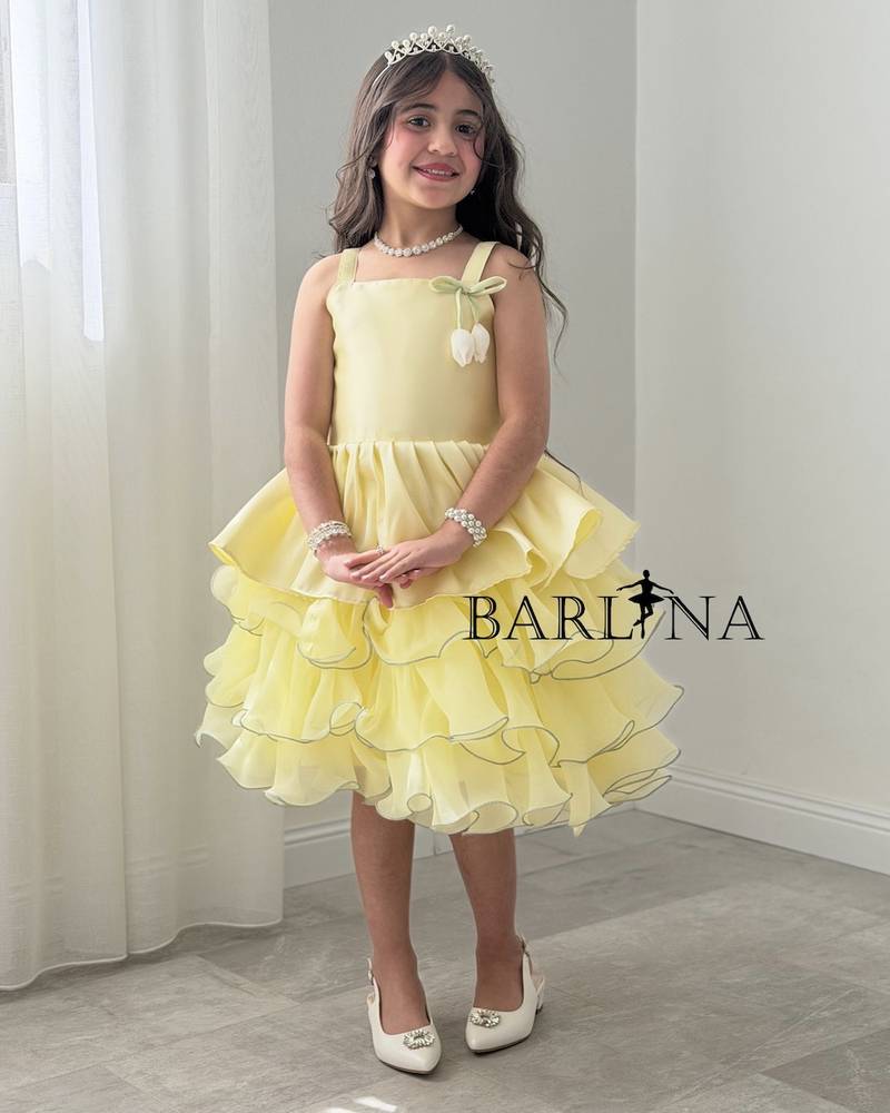 Girls' yellow layered dress