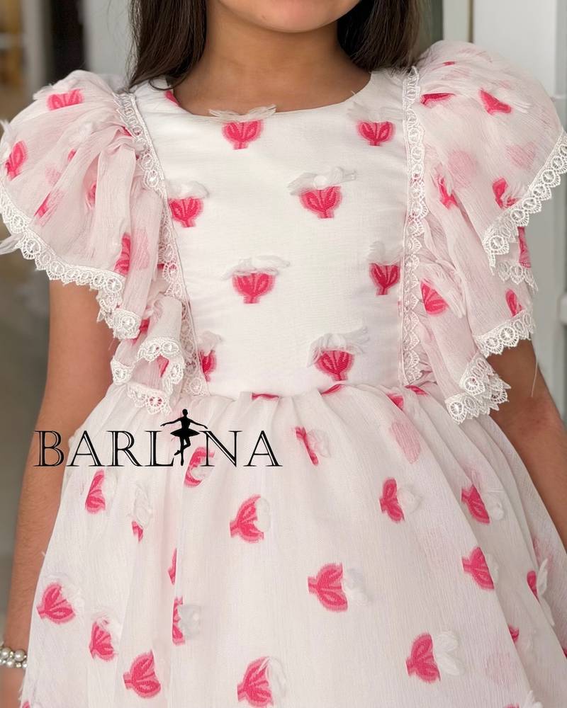 Soft white girl's dress with butterfly prints