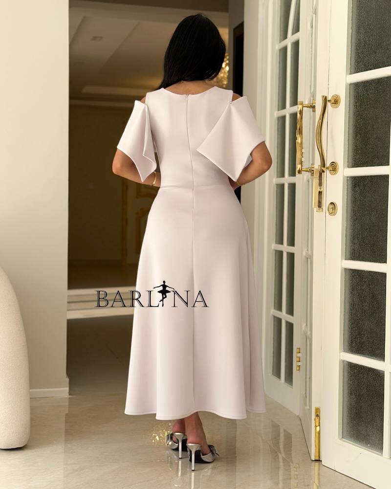 Off-white midi dress with beaded embroidery