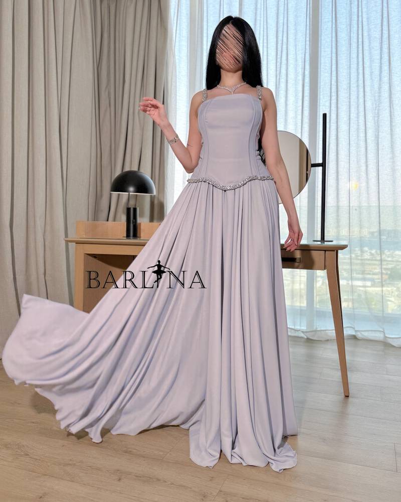 Gray corset dress embroidered with crystals