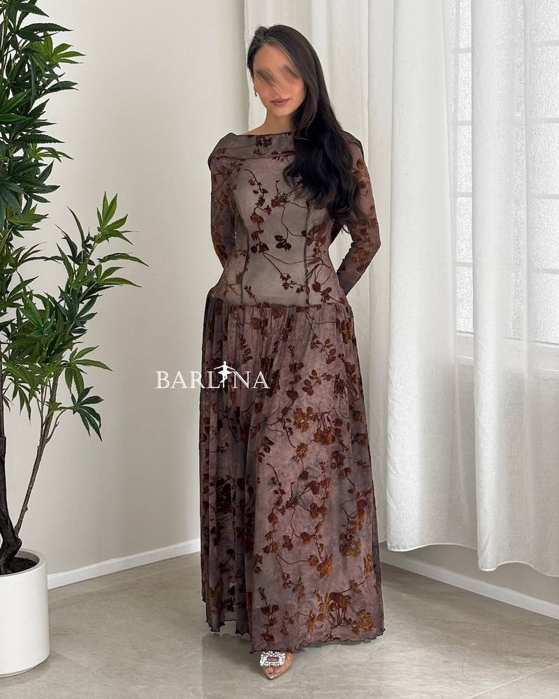 Brown floral dress with an open back