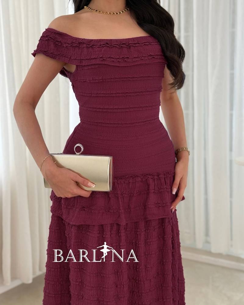  midi dress with soft layers