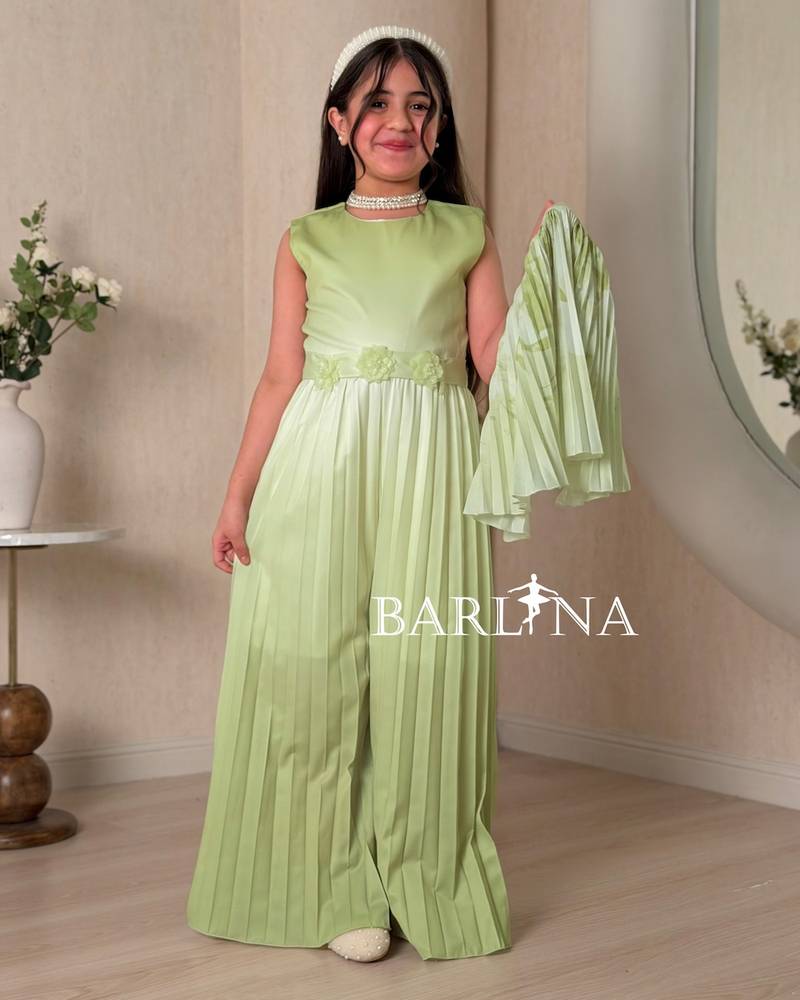 Girls' two-piece pleated jumpsuit