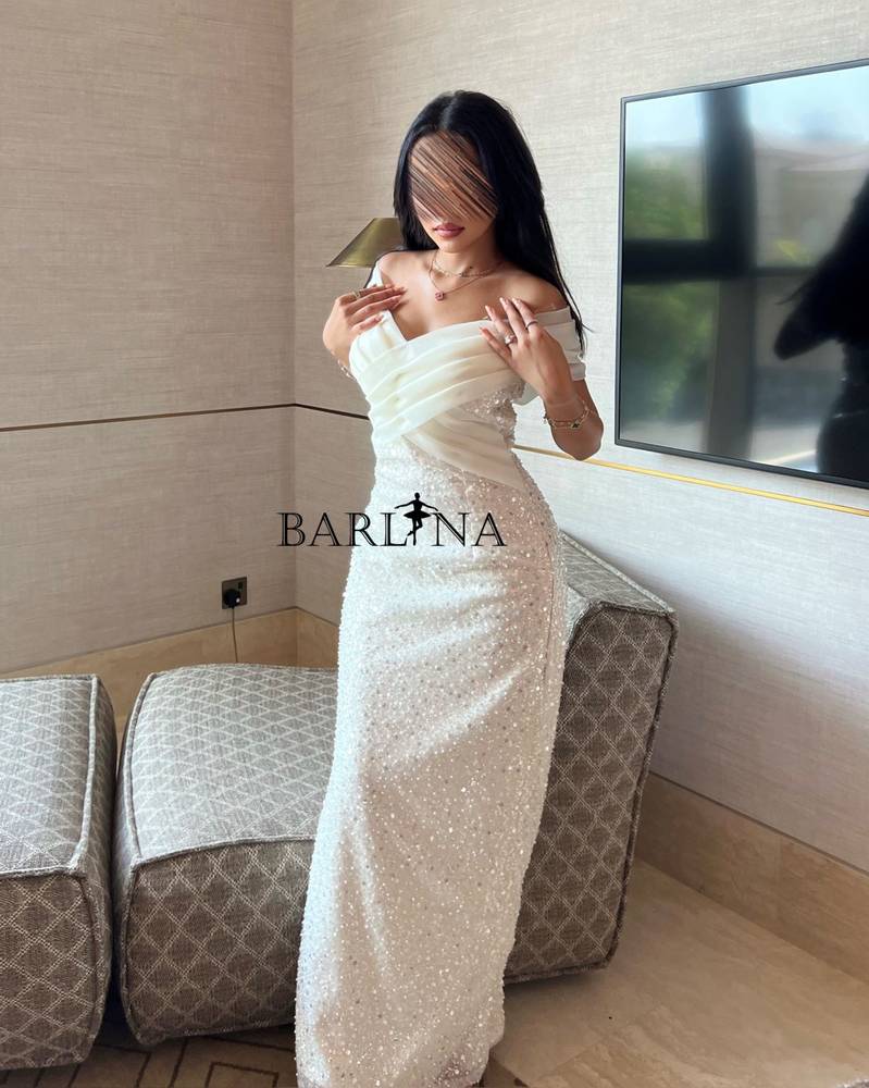 Long off-white sequin dress