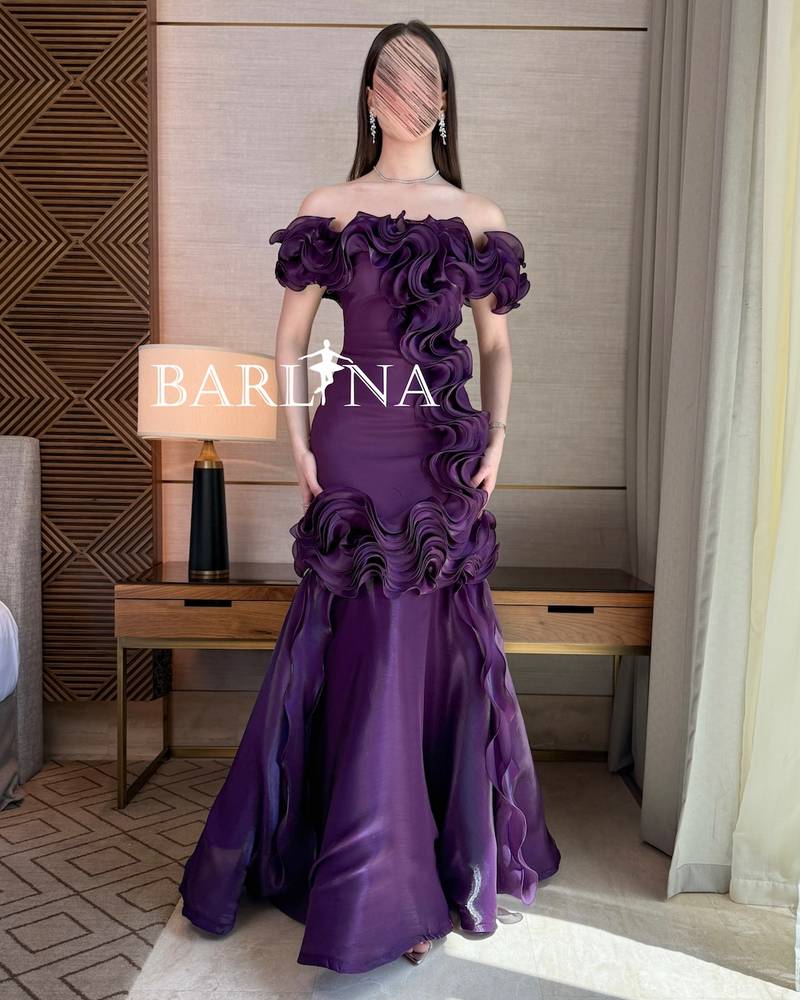 Purple dress with wide ruffles