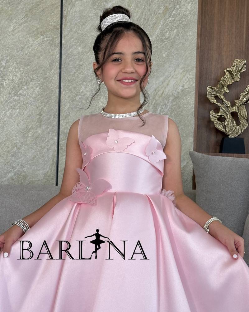 Girls' pink dress embroidered with shiny sequins