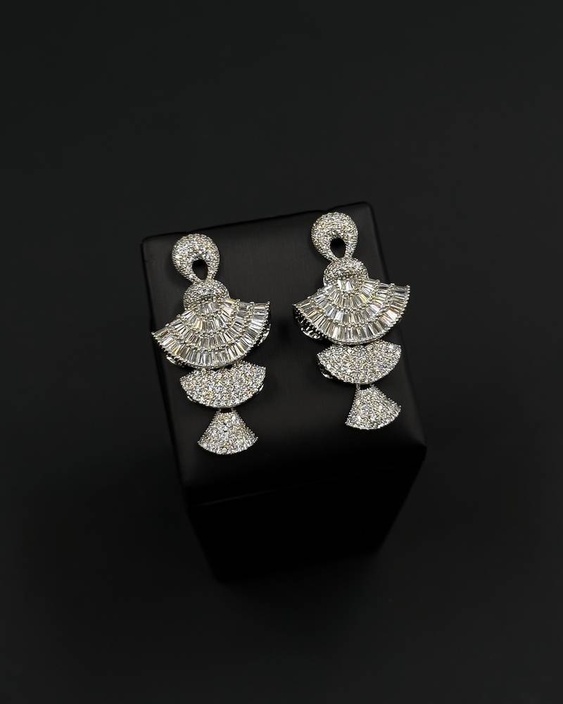 Women's diamond-encrusted layered earrings